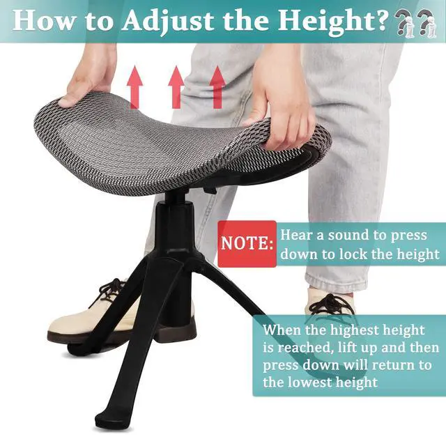 Alt view image 2 of 6 - Footrest for Desk Adjustable Height 2-in-1 Function, Gray | Rotatable Ergonomic Under Desk Footrest Ottoman Stool Rolling Leg Rest for Home Office