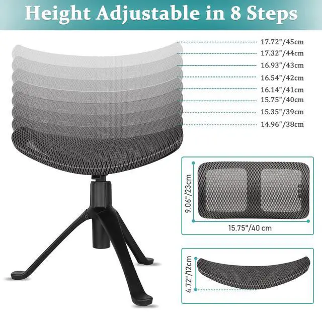 Alt view image 3 of 6 - Footrest for Desk Adjustable Height 2-in-1 Function, Gray | Rotatable Ergonomic Under Desk Footrest Ottoman Stool Rolling Leg Rest for Home Office