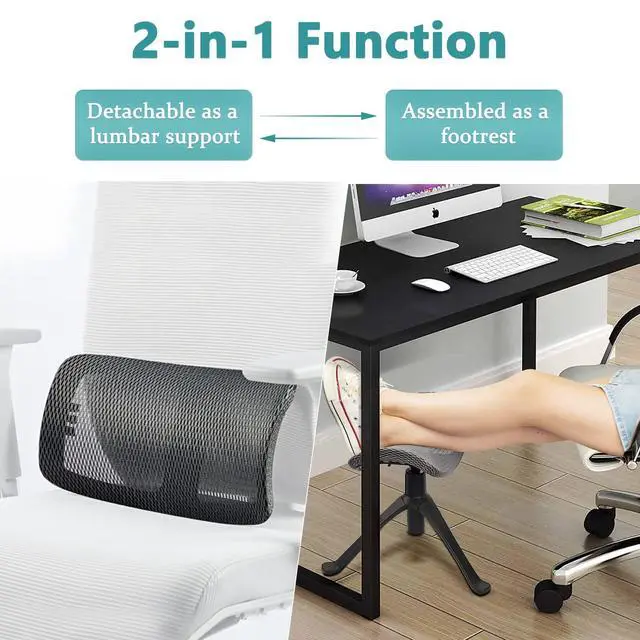 Alt view image 4 of 6 - Footrest for Desk Adjustable Height 2-in-1 Function, Gray | Rotatable Ergonomic Under Desk Footrest Ottoman Stool Rolling Leg Rest for Home Office