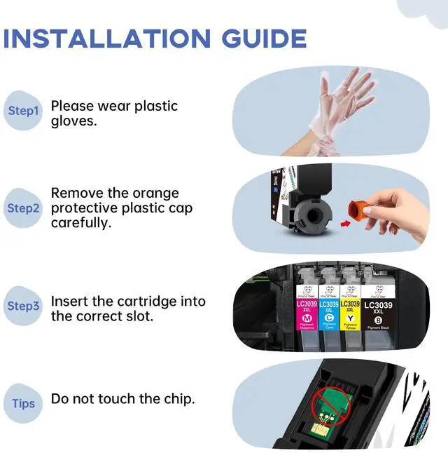 Alt view image 4 of 7 - LC3039 XXL BK/C/M/Y Ink Cartridges | Compatible for Brother LC3039 XXL LC-3039BK LC3037,Work for Brother MFC-J5945DW MFC-J6945DW MFC-J5845DW MFC-J6545DW,4 Pack