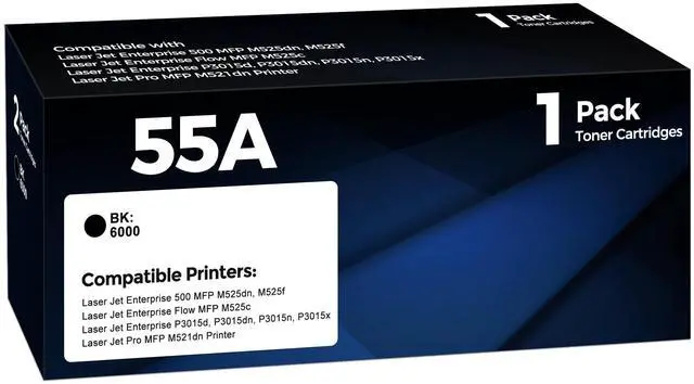 Main image of 55A Black High Yield Toner Cartridge with Chip Compatible for HP 55A CE255A 55X Work wtih Laser Jet P3015 P3015dn P3015d P3015x Pro 500 MFP M521dn M521dw M521 M525 Printer