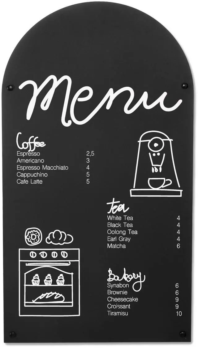 Main image of Metal Magnetic Chalkboard, 17x31.5 Inch - Arched Top, Wall | Mount or Hanging Menu Board, For Food Truck, Restaurant or Kitchen, Magnetic Surface for Signs & Décor, Indoor or Outdoor Use