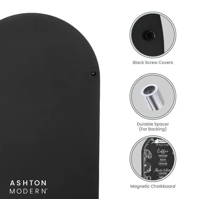 Alt view image 7 of 7 - Metal Magnetic Chalkboard, 17x31.5 Inch - Arched Top, Wall | Mount or Hanging Menu Board, For Food Truck, Restaurant or Kitchen, Magnetic Surface for Signs & Décor, Indoor or Outdoor Use