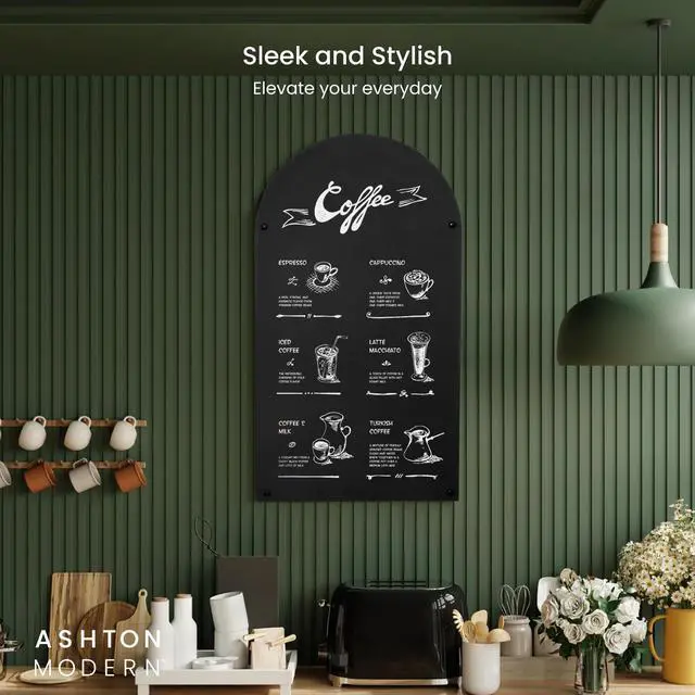 Alt view image 2 of 7 - Metal Magnetic Chalkboard, 17x31.5 Inch - Arched Top, Wall | Mount or Hanging Menu Board, For Food Truck, Restaurant or Kitchen, Magnetic Surface for Signs & Décor, Indoor or Outdoor Use