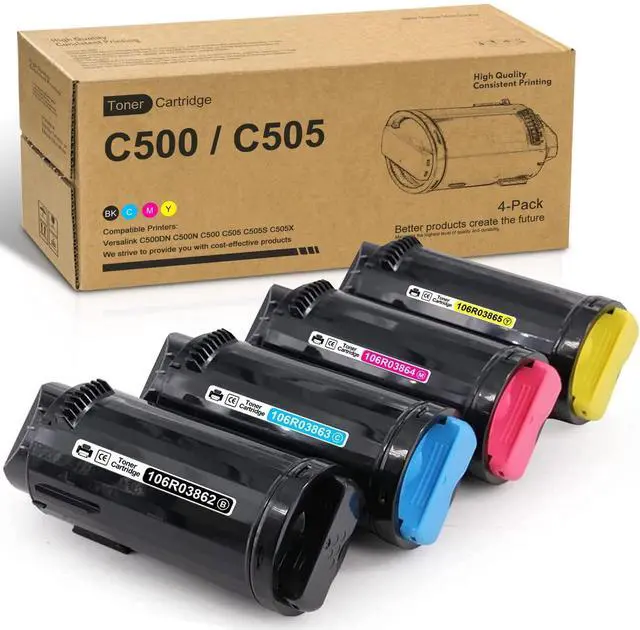 Main image of Versalink C500 / C505 Toner Cartridges (4-Pack, BK/C/M/Y) Replacement for Xerox Versalink C500 C500DN C500N C505 C505DN C505N C505S Printer - 106R03862 106R03863 106R03864 106R03865
