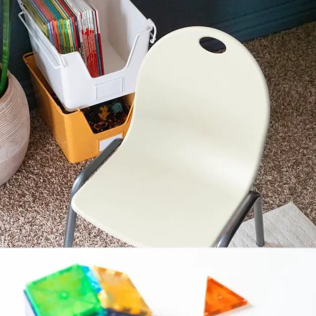 Alt view image 5 of 6 - 12" Kid's Stacking Chairs-4 Pack-Ivory