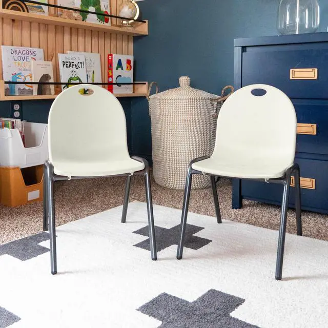 Alt view image 6 of 6 - 12" Kid's Stacking Chairs-4 Pack-Ivory