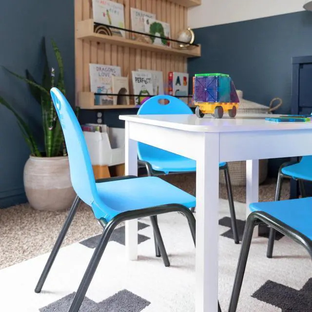 Alt view image 7 of 7 - 12" Kid's Stacking Chairs-4 Pack-Blue