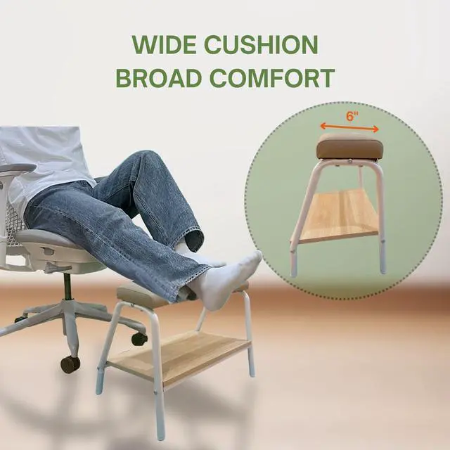 Alt view image 3 of 7 - Double Step Footrest Under Desk Versatile Foot Stool Ottoman for Comfortable Desk Work Office Life (White)