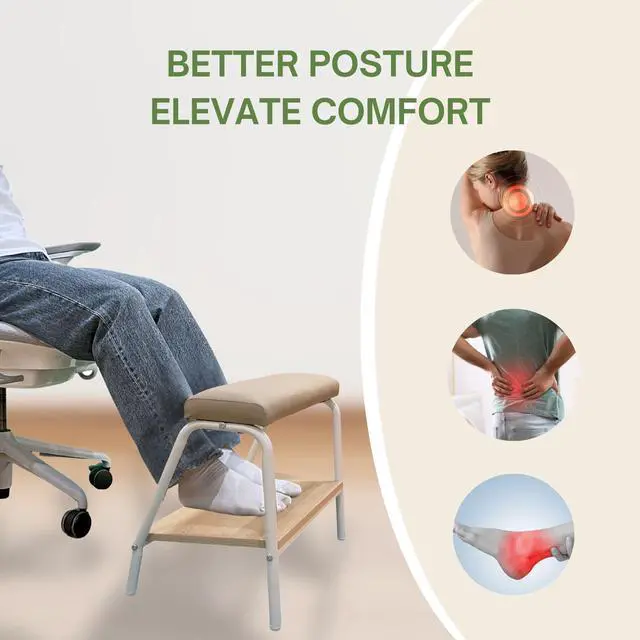 Alt view image 7 of 7 - Double Step Footrest Under Desk Versatile Foot Stool Ottoman for Comfortable Desk Work Office Life (White)