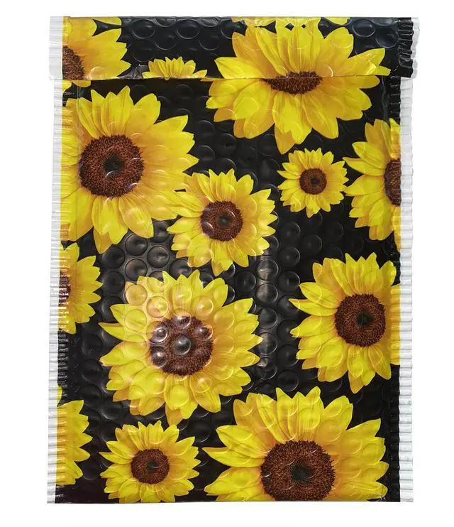 Alt view image 2 of 6 - Bubble Mailer, Self-Sealing and Tear Resistant, Sunflowers, 6" x 10" (074108),Black (Pack of 300)