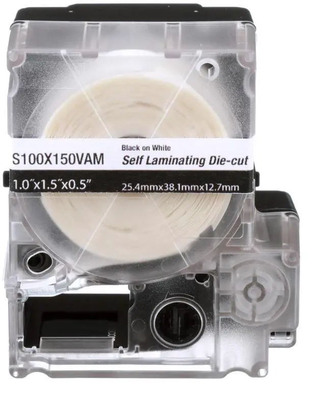 Main image of MP Cassette, Self-Laminating Label, Vinyl, 1.00" W x 1.50" H.50 Print On Area, Clear/White