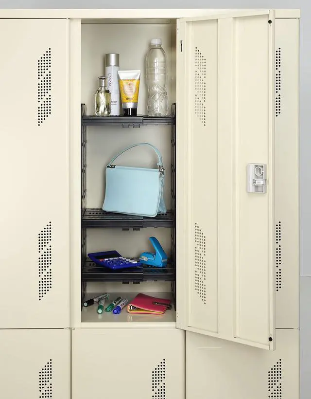 Alt view image 2 of 5 - Deluxe Wide School Locker Organizer with 3 Adjustable Shelves - Fits Lockers from 11.5" and 15.5" Wide