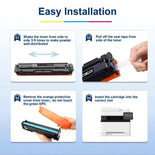 Alt view image 5 of 7 - 410A Toner Cartridge Replacement for HP 410A Toner M477fnw,M477fdw M452dn | Compatible for HP Color Pro MFP M477fnw,M477fdw M452dn Color Laser Pro M477 M452 Printer (Black,Cyan,Magenta, Yellow