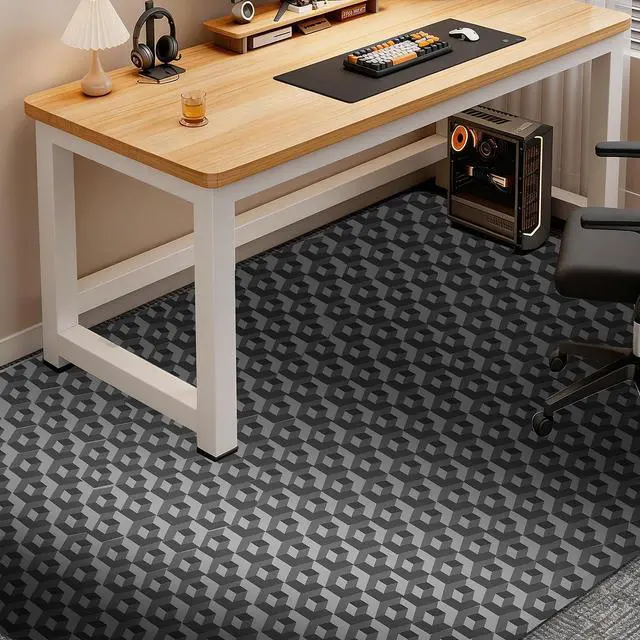 Alt view image 7 of 7 - 46 x 72 Office Chair Mat for Low-Pile Carpet, 2.2 mm Thick Clear Desk Chair Mat with Non-Slip Grips, Large Floor Protector for Low, Flat Carpeted Floors (Black)