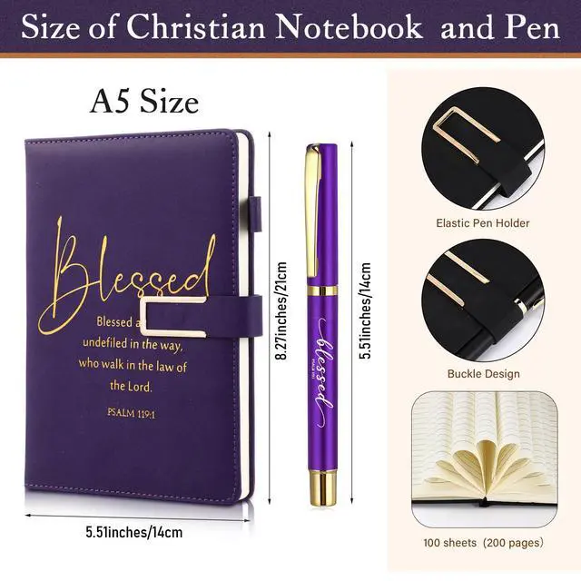 Alt view image 3 of 7 - 6 Set 6 Set Christian Gift for Men Women,Religious Church Gift with 15 oz Bible Verse Ceramic Coffee Mug A5 Journal Notebook Pen for Pastor Clergy Appreciation (Dark Color,Classic)