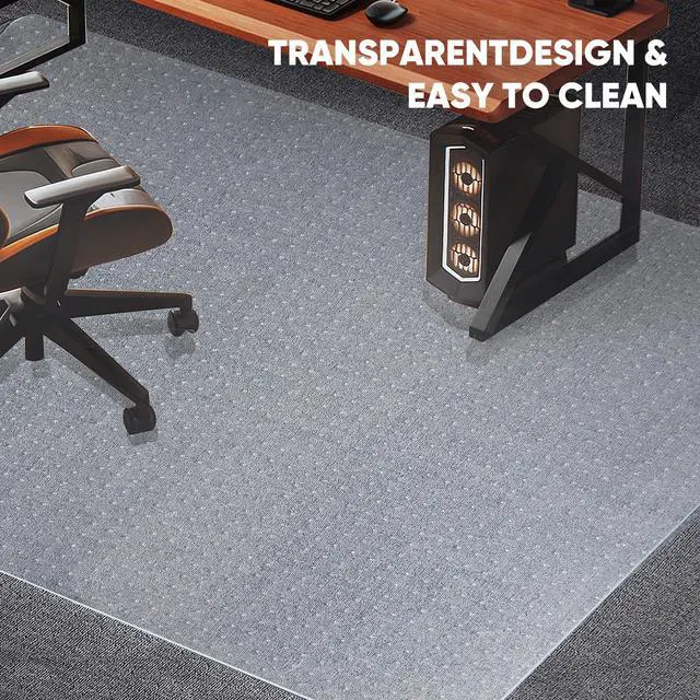Alt view image 6 of 7 - 46 x 72 Office Chair Mat for Low-Pile Carpet, 2.2 mm Thick Clear Desk Chair Mat with Non-Slip Grips, Large Floor Protector for Low, Flat Carpeted Floors (Clear)