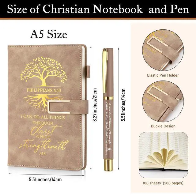 Alt view image 3 of 7 - 6 Set 6 Set Christian Gift for Men Women,Religious Church Gift with 15 oz Bible Verse Ceramic Coffee Mug A5 Journal Notebook Pen for Pastor Clergy Appreciation (Light Color,Fashion)