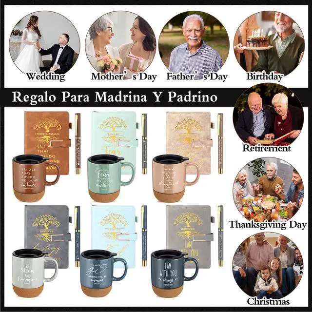Alt view image 6 of 7 - 6 Set 6 Set Christian Gift for Men Women,Religious Church Gift with 15 oz Bible Verse Ceramic Coffee Mug A5 Journal Notebook Pen for Pastor Clergy Appreciation (Light Color,Fashion)