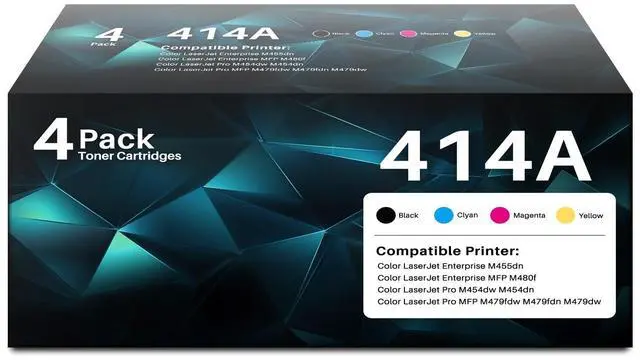 Main image of 414A Toner Cartridges 4 Pack M479fdw M454dw Replacement for HP 414A, W2020A W2021A W2022A W2020X for HP Color Laserjet Pro MFP M479fdw M454fdw MFP M480f Printer Ink Black Cyan Yellow Magenta