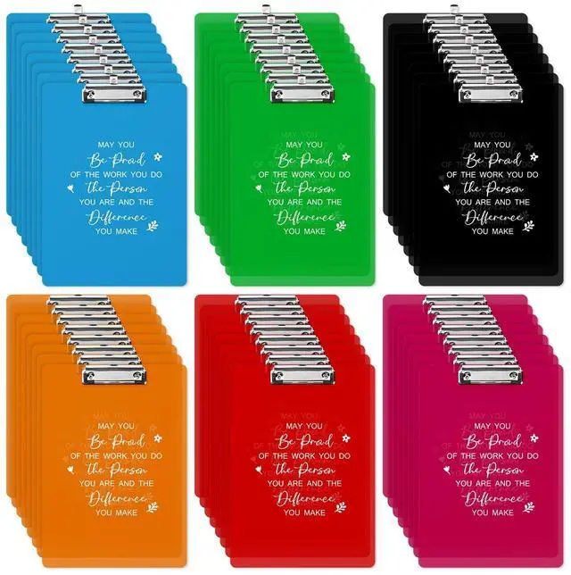 Main image of 48 Pcs Teacher Appreciation Gifts Plastic Clip Boards,Be Proud | Back to School Colored Inspirational Clear Clipboards, Low Profile Clip, Office Standard A4 Letter Size, for Team Staff