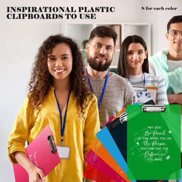 Alt view image 6 of 7 - 48 Pcs Teacher Appreciation Gifts Plastic Clip Boards,Be Proud | Back to School Colored Inspirational Clear Clipboards, Low Profile Clip, Office Standard A4 Letter Size, for Team Staff