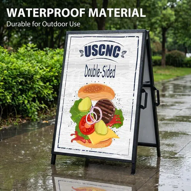 Alt view image 5 of 7 - 2 Pack 24 x 36 Heavy Duty Slide-in Folding A-Frame Sidewalk Sign Black Coated Steel Metal Double-Sided Pavement Sign (Frame only)