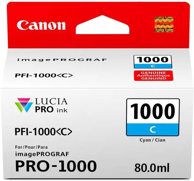 Main image of PFI-1000 Genuine Cyan Ink Tank, Compatible with ImagePROGRAF PRO-1000 Printers