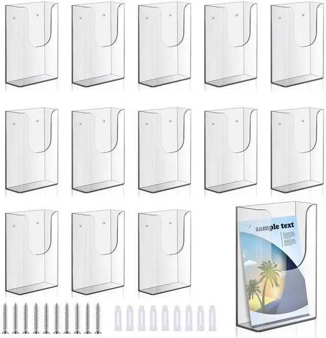 Main image of 20 Pack 4 x 6 Inches Acrylic Brochure Holder Wall Mount, Clear Flyer Holder Rack, Plastic Pamphlet Stand with Nails for Magazine, Booklet, Card, Bookmark Display, Home Office Church Supplies