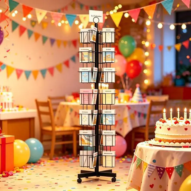 Alt view image 5 of 6 - 56 Pockets Countertop Rotating Greeting Card Rack, 7 Tier magazine Display Stand Rotating magazine rack for Postcards, Brochures, and Greeting Card (56 Pockets)