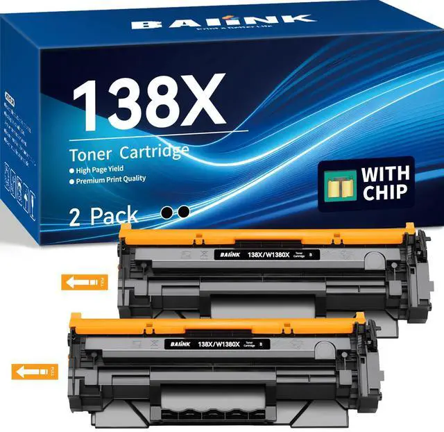 Main image of 138X (with Chip) High Yield Compatible Toner Cartridges Replacement for HP 138X W1380X 138A W1380A for Pro 3001dw 3001dn MFP 3101fdw 3101fdn Printer (Black, 2-Pack)