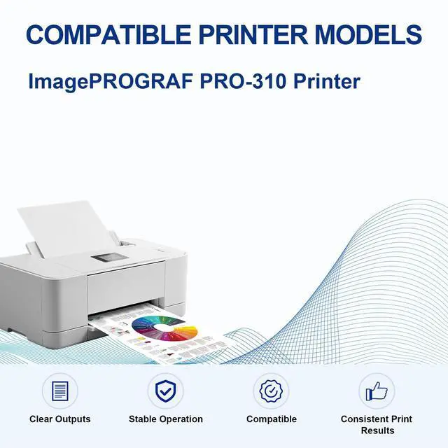 Alt view image 2 of 6 - PFI-5100 Ink Cartridges Compatible with Canon imagePROGRAF PRO-310 Printer | High Yield PFI 5100 10-Pack Pigment Ink Set (MBK, PBK, C, M, Y, R, GY, PC, PM, CO) with New Chip Bright Colors