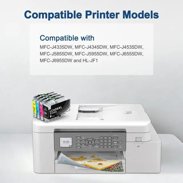 Alt view image 3 of 6 - Compatible LC406XL LC406 Ink Cartridges for Brother Printer Replacement for Brother Ink Cartridges LC406 LC406XL Work with Brother MFC-J4335DW J5855DW J6555DW J6955DW Printer,4 Pack High Yield