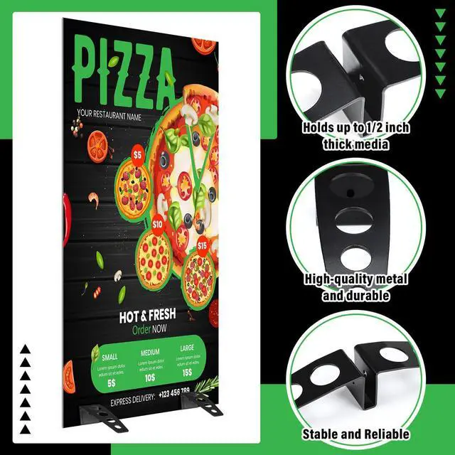 Alt view image 3 of 6 - 4 Pcs Heavy Duty Iron Spider Feet Sign Holder 13.4" Medium Floor Standing Display Base Spider for Rigid Foam Board Large Poster Stand Board Stores Advertising Events