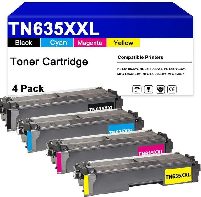 Main image of TN635 TN635XXL High Yield Toner Cartridge Replacement for Brother TN635XXL Toner Work for HL-L8430CDW, HL-L8430CDWT, HL-L8570CDW, MFC-L8930CDW, MFC-L8970CDW and MFC-EX575 Printers4 Pack