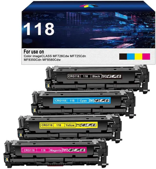 Main image of 118 Toner Cartridge Replacement for Canon 118 CRG118 mf726cdw Toner | Compatible for Canon Color Imageclass MF726Cdw MF8350Cdn MF8380Cdw MF8580Cdw MF729cdw Printer(Black Yellow Cyan Magenta)