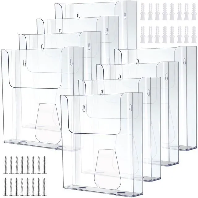 Main image of 8 Pcs Acrylic Brochure Holder 8.5 x 11 Inch Wall Mount Flyer Holder Literature Clear Magazine Wall Display Hanging Envelope Display for Pamphlet File Home Office Supplies