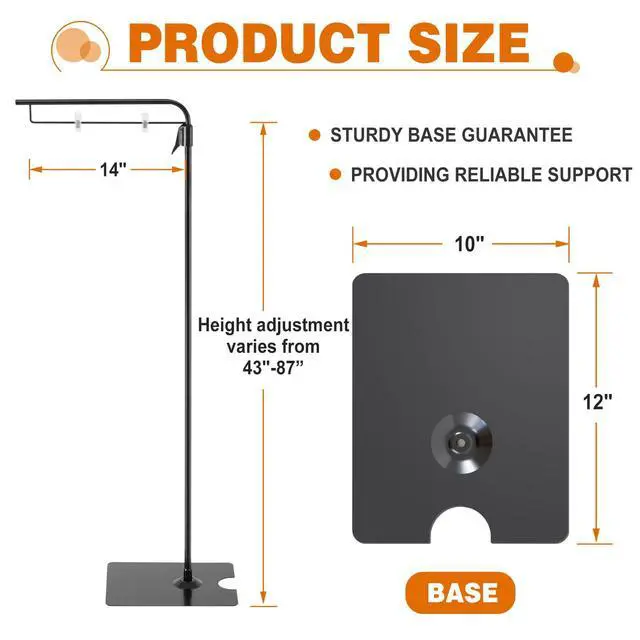 Alt view image 2 of 6 - 1 Pcs Adjustable Hanging Poster Stand Sign Holder 43-87 Inch Pallet Floor Standing Poster Display Black Heavy Duty Double Sided Clip on Mobile Banner Stand with Base for Outdoor Hanging Display
