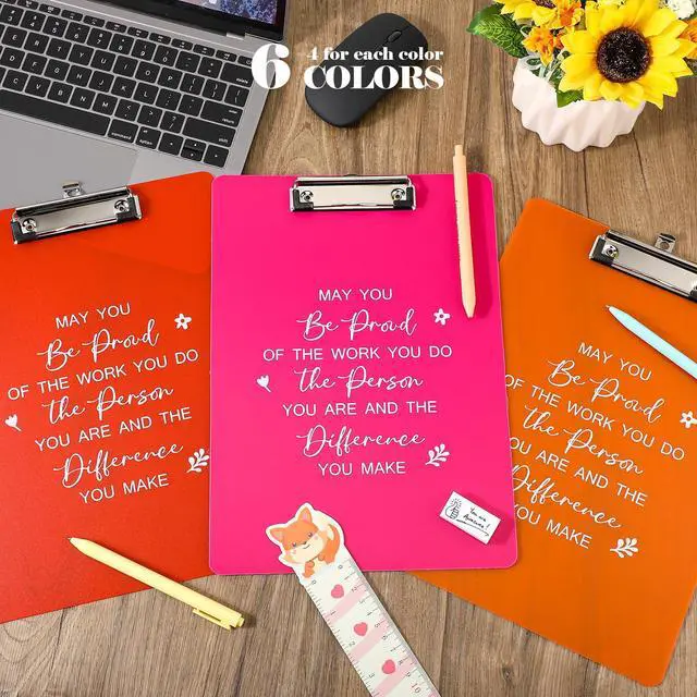 Alt view image 3 of 7 - 48 Pcs Teacher Appreciation Gifts Plastic Clip Boards,Be Proud | Back to School Colored Inspirational Clear Clipboards, Low Profile Clip, Office Standard A4 Letter Size, for Team Staff