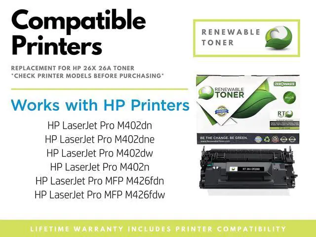 Alt view image 2 of 4 - RT 26A CF226A MICR Ink Compatible with HP Pro M402n M402dn M402d M402dw MFP M426fdw M426fdn M426dw | 26X CF226X Check Printer Toner Cartridge (Pack of 2)