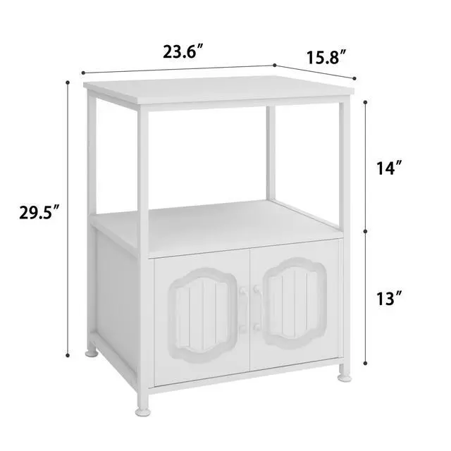 Alt view image 2 of 7 - 3 Tier Printer Stand, Filling File Cabinet with Open Shelves,White | Filling Cabinet with Book Shelf, Office Vertical Open Cabinet, Decorative Wood Printer Cabinet with Storage for Home Office