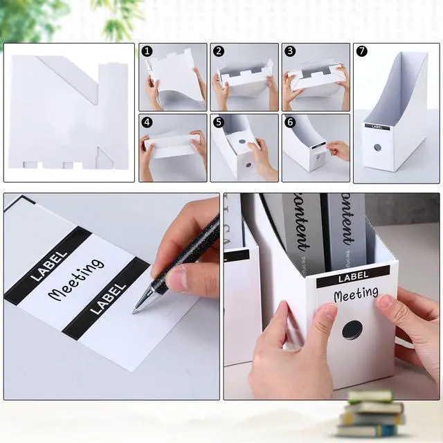 Alt view image 3 of 7 - 50 Pcs Cardboard Magazine Holder Magazine File Holder Magazine Storage Box Document Magazine File Organizer with 50 Pcs Labels for School Office Home Supplies (White)