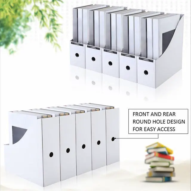 Alt view image 4 of 7 - 50 Pcs Cardboard Magazine Holder Magazine File Holder Magazine Storage Box Document Magazine File Organizer with 50 Pcs Labels for School Office Home Supplies (White)