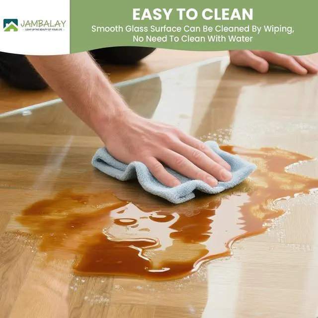 Alt view image 5 of 6 - Premium Tempered Glass Chair Mat, 31"x48" Heavy Duty Glass Office Floor Mat for Carpets or Hard Floors, with Non Slip Pads, Round Corners and Polished Edges, Easy Roll On, Thick 0.2