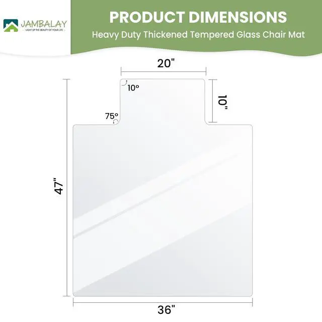 Alt view image 7 of 7 - Irregular Tempered Glass Chair Mat with Lip, 46"x36" Heavy Duty Glass Floor Mat for Carpet/Hard Floors, Carpet Office Chair Mats with Anti-Slip Pads, Thick 0.2, Clear