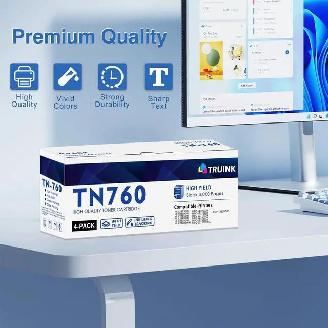 Alt view image 5 of 7 - TN760 Toner Cartridge Replacement for Brother TN760 TN-760 High Yield Toner Compatible with Brother HL-L2325DW HL-L2350DW MFC-L2690DW MFC-L2710DW DCP-L2550DW Printer (Black, 4 Pack)