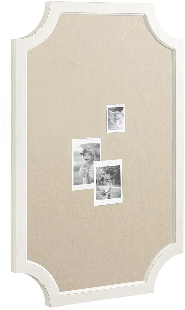 Main image of Hogan Framed Scalloped Decorative Wall Pinboard; White; 24 x 36; Rustic Modern Farmhouse Bulletin Board for Wall Organization and Decorative Displays