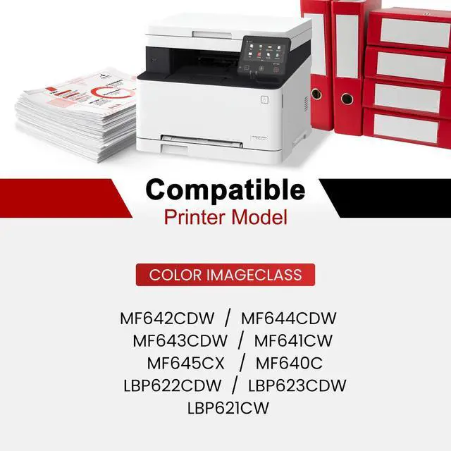 Alt view image 2 of 7 - 4 Pack 054 Toner Cartridge Set: Compatible 054 CRG-054 with chip Replacement for Canon 054 MF642Cdw MF644Cdw LBP622Cdw LBP623Cdw MF641Cdw Printer (BK/C/M/Y)