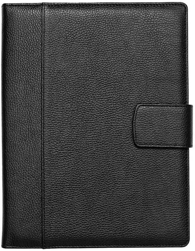 Main image of Italian Leather Executive Padfolio, Folder Organizer with Magnetic Closure and Writing Pad, Handmade in Italy, Black