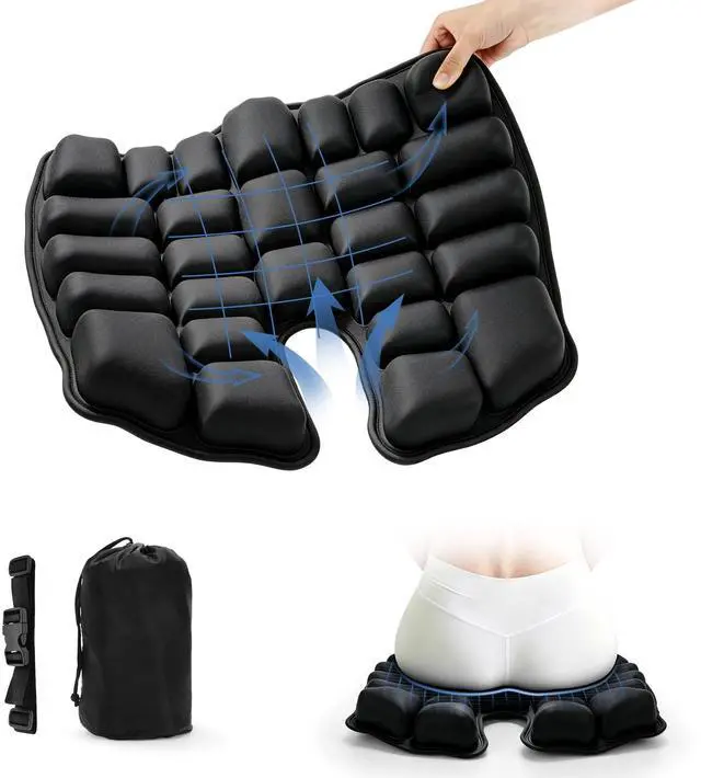 Main image of 3-Layer Inflatable Seat Cushion, Ergonomic Memory Foam & Air Support Tailbone Pain Relief Cushion, Portable Breathable & Leak-Proof Pad for Airplane, Office, Car, Camping & Wheelchair